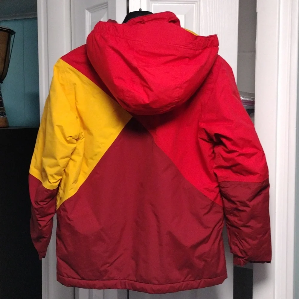 Lands End Kid's Medium 10-12 Winter Ski Coat Jacket "Grow a Longs" Red Yellow - Picture 3 of 9